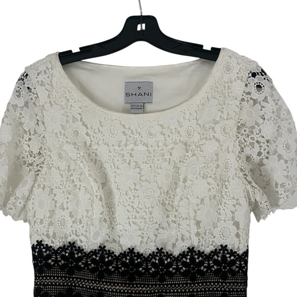 Shani Dress size 6 Women’s black and white lace Short Sleeve Colorblock Floral - Picture 5 of 10